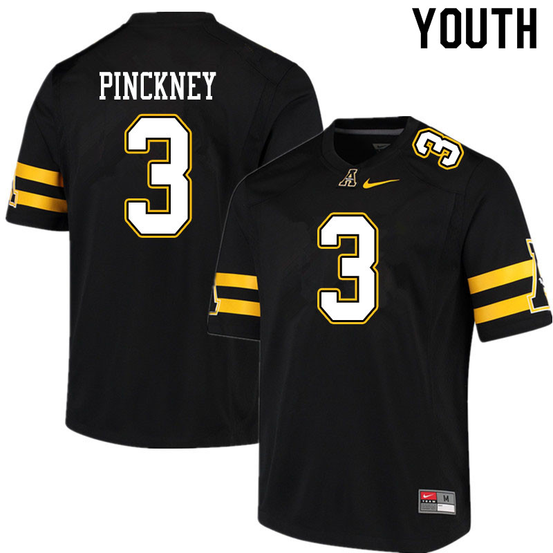 Youth #3 Jacoby Pinckney Appalachian State Mountaineers College Football Jerseys Sale-Black - Click Image to Close